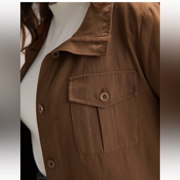 BloomChic Plus Size Plain Roll Tab Sleeve Button Down Coat 2XL us18-20 - Picture 4 of 7